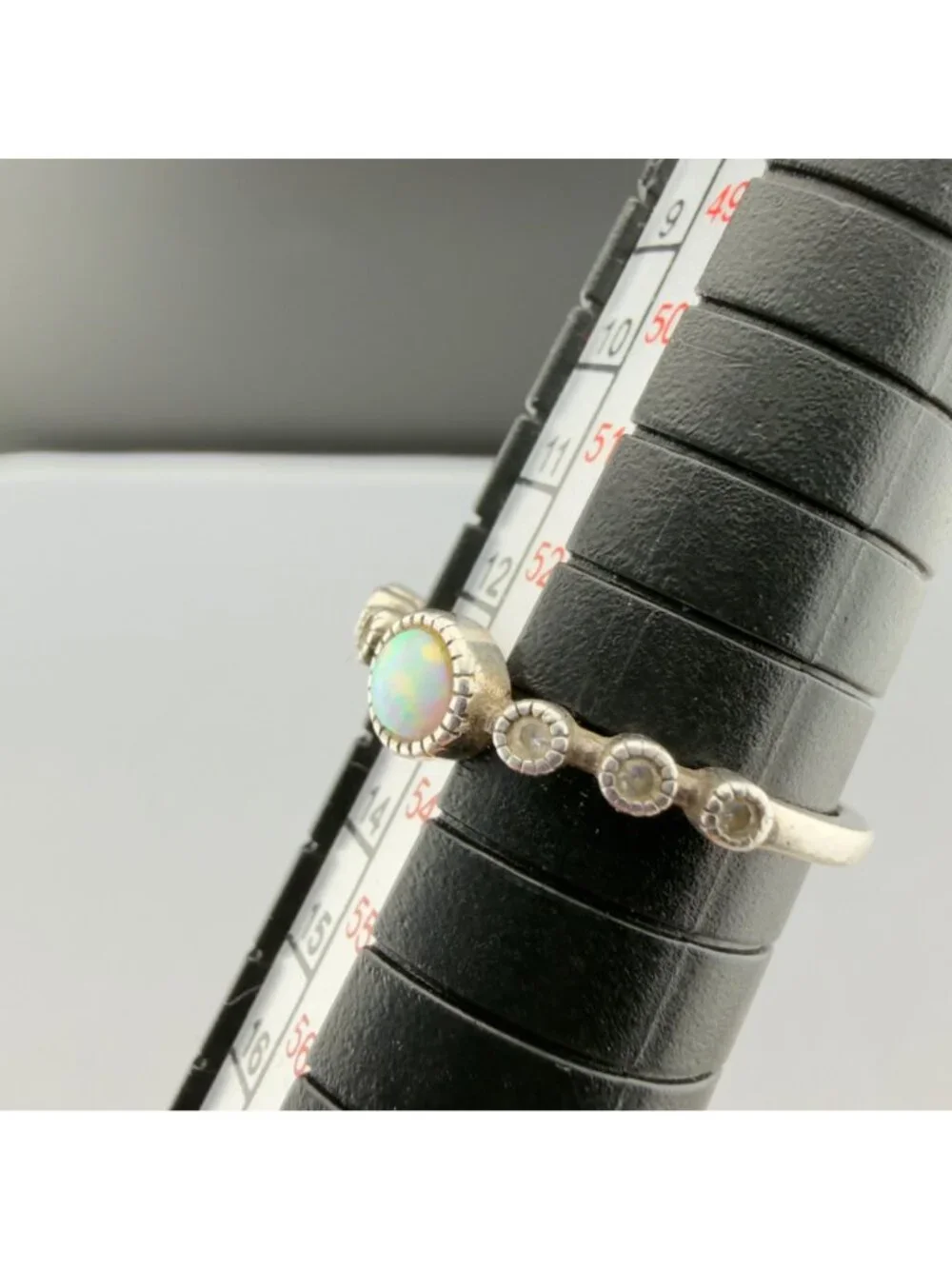 Sterling Silver 925 Simulated Opal Cubic Zirconia Ring Size 6.5